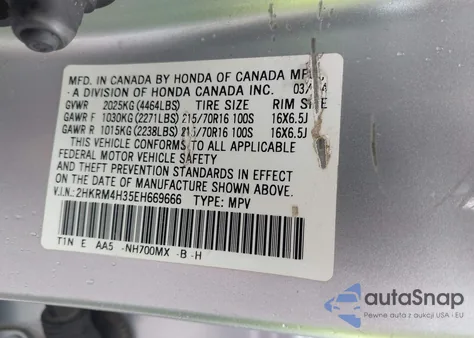 2014 Honda Cr-V Lx z USA, uszkodzony, nr VIN 2HKRM4H35EH669666